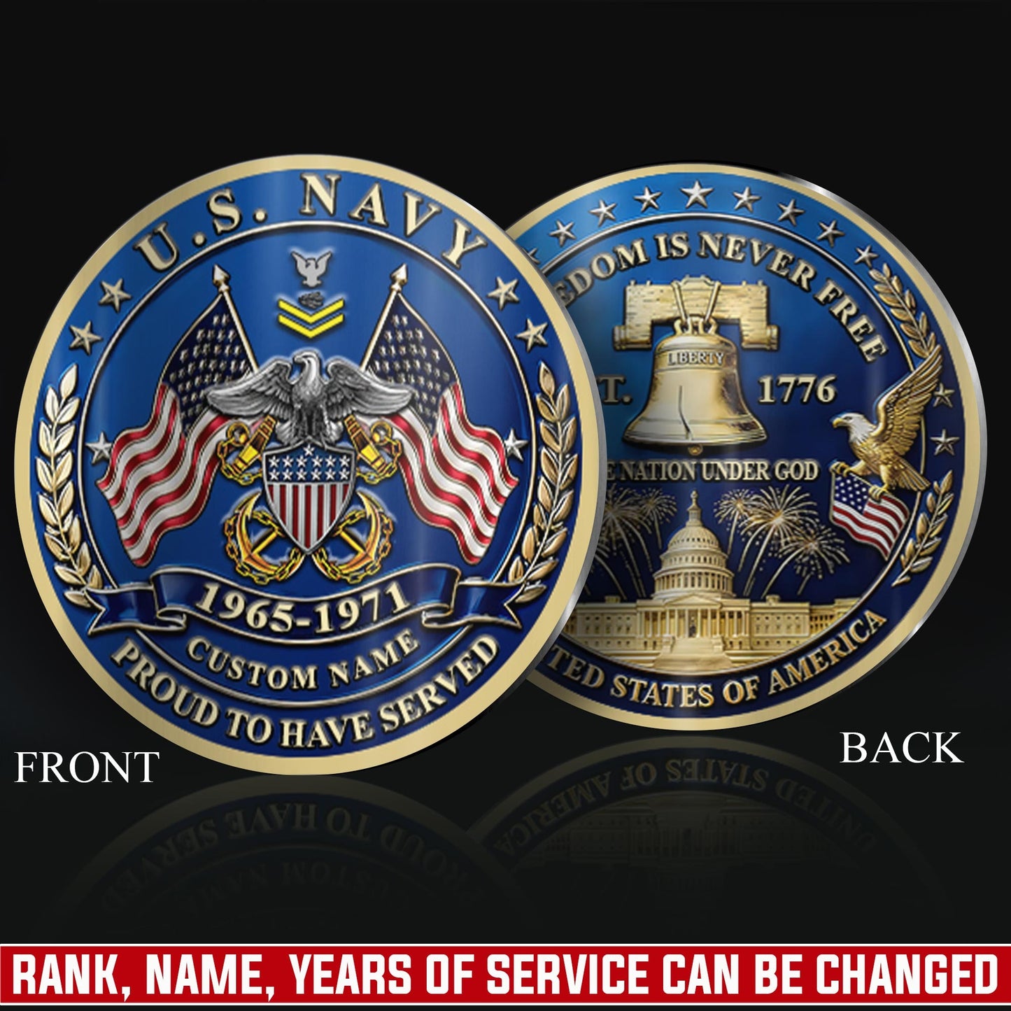 US Navy – Military Printed Challenge Coin – Liberty Heritage Coin