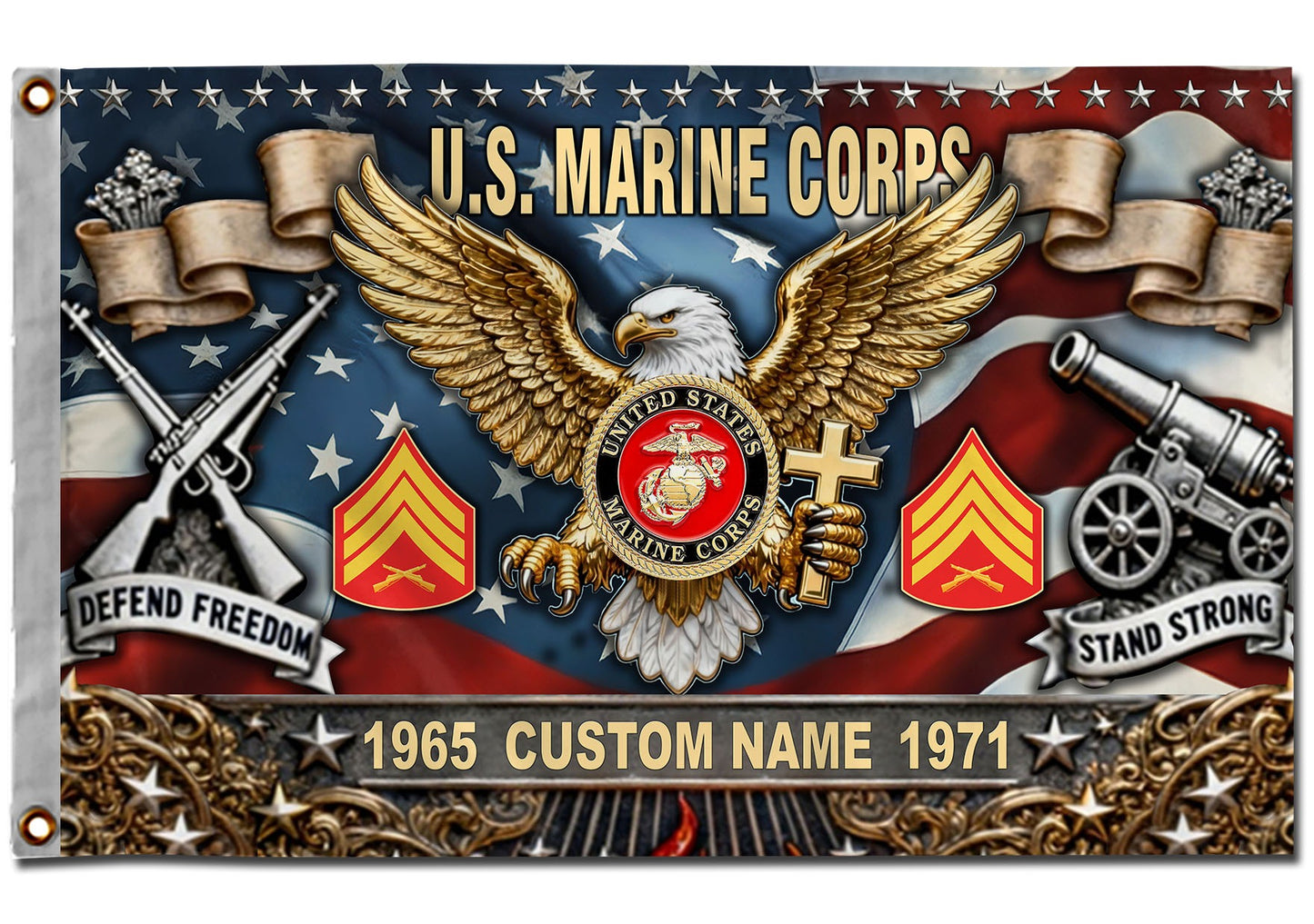 U.S. Marine Corps Flying Flag – Golden Eagle Veteran