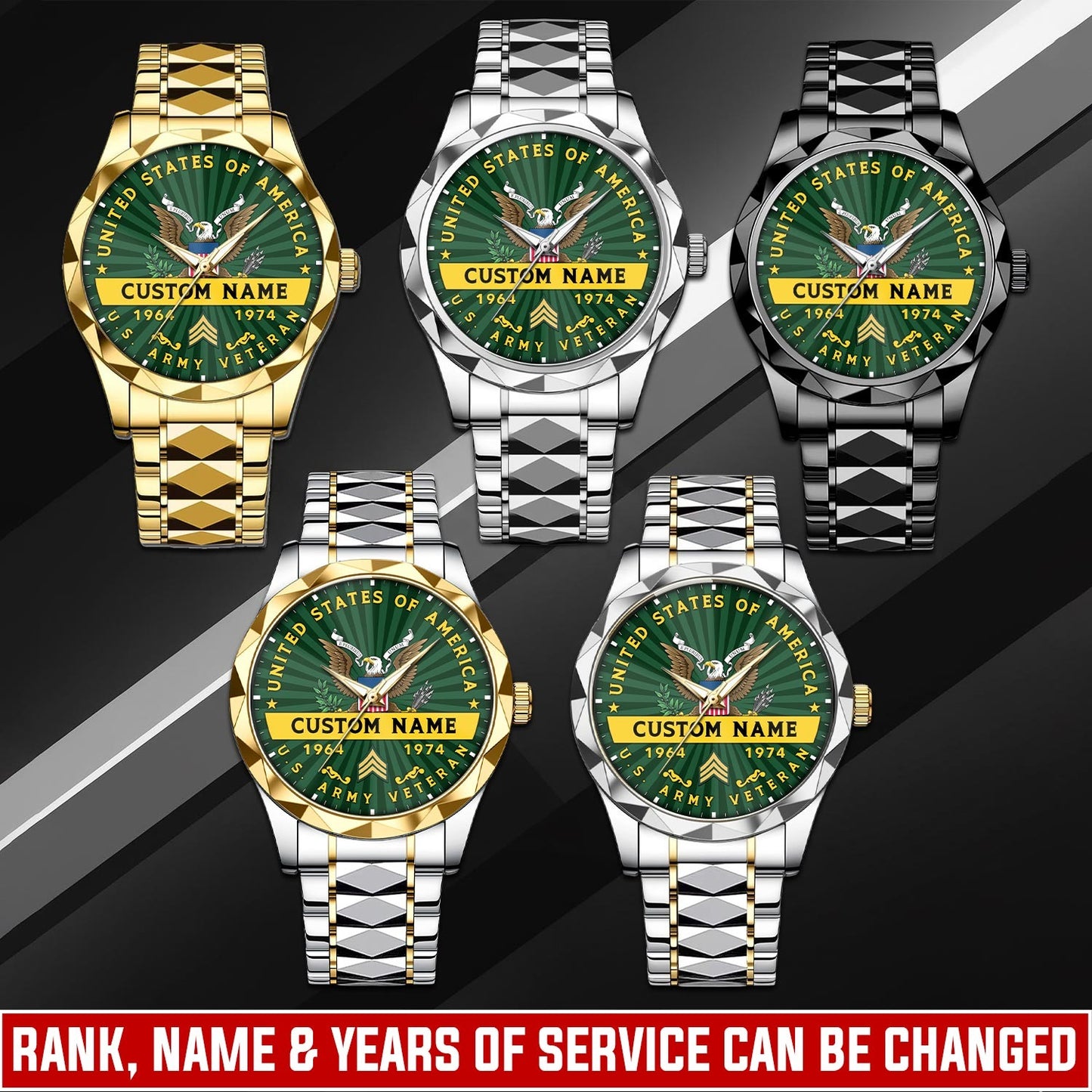 US Army – Diamond-Cut Bezel Watch – Liberty Star Crest