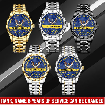 US Navy – Diamond-Cut Bezel Watch – Liberty Star Crest
