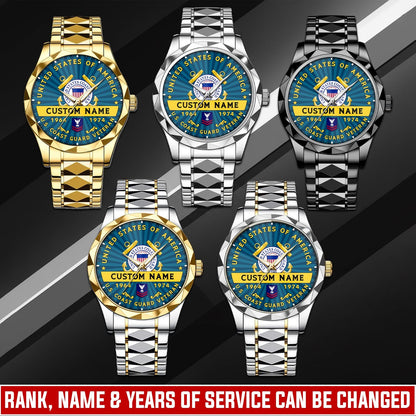 US Coast Guard – Diamond-Cut Bezel Watch – Liberty Star Crest