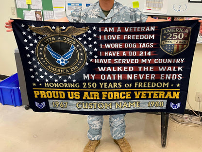 U.S. Air Force Flying Flag –  250 Years Of Freedom- VER 3