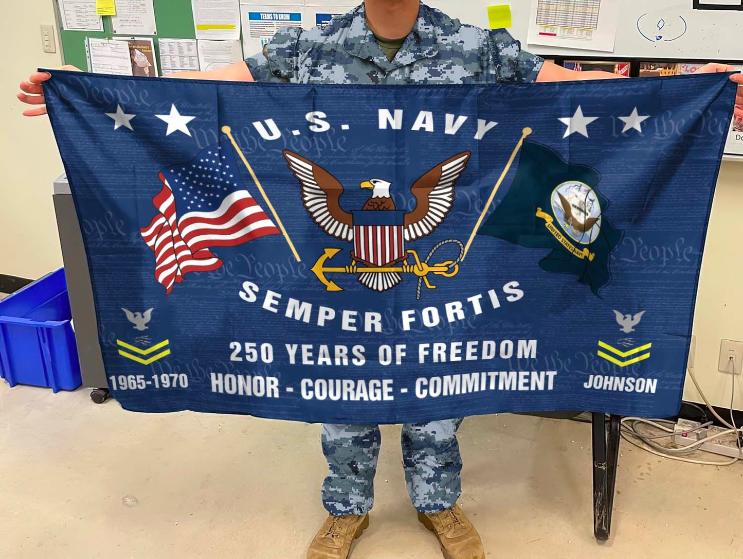 U.S. Navy Flying Flag –  250 Years Of Freedom- VER 2