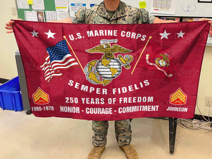 U.S. Marine Corps Flying Flag – 250 Years Of Freedom- VER 2