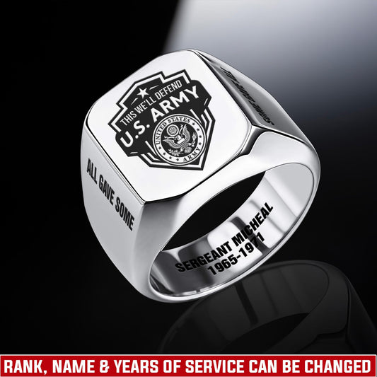 US Army – Engraved Men's Ring – Honor Guard Shield