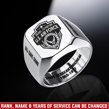 US Air Force – Engraved Men's Ring – Honor Guard Shield
