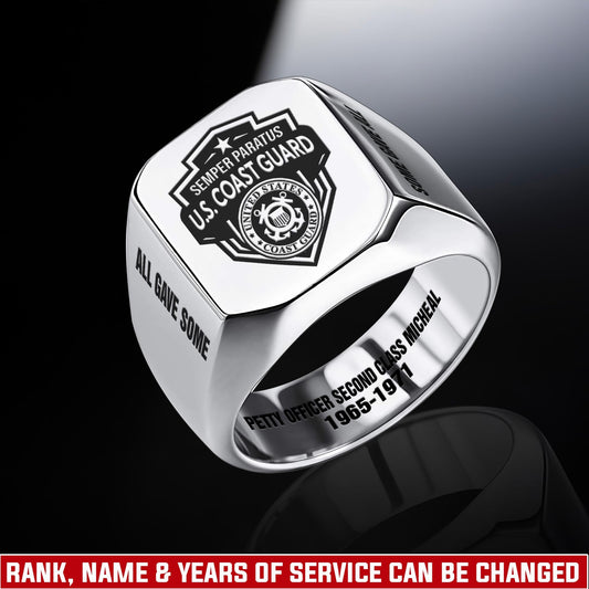 US Coast Guard – Engraved Men's Ring –  Honor Guard Shield