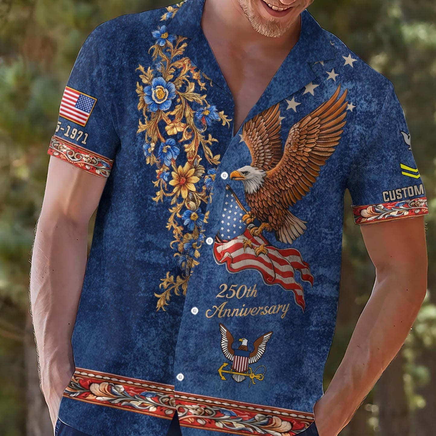 US Navy – Hawaiian Shirt – Liberty Eagle & Floral Vintage Shirt