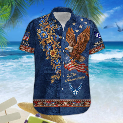 US Air Force – Hawaiian Shirt – Liberty Eagle & Floral Vintage Shirt