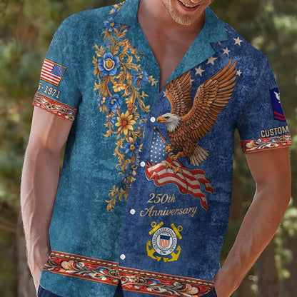 US Coast Guard – Hawaiian Shirt – Liberty Eagle & Floral Vintage Shirt