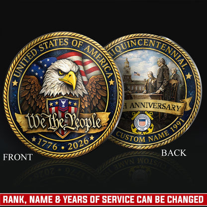 US Coast Guard – Military Printed Challenge Coin –  We The People 250
