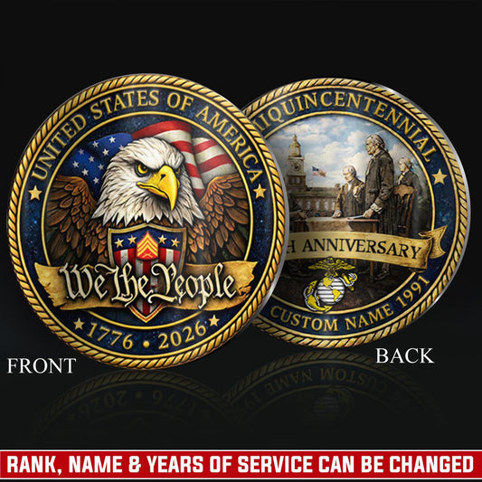 US Marine Corps – Military Printed Challenge Coin – We The People 250