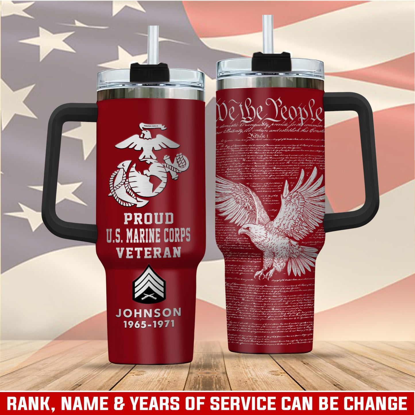 US Marine Corps, E 6 Marines Staff Sergeant – Stainless Steel Tumbler 40oz
