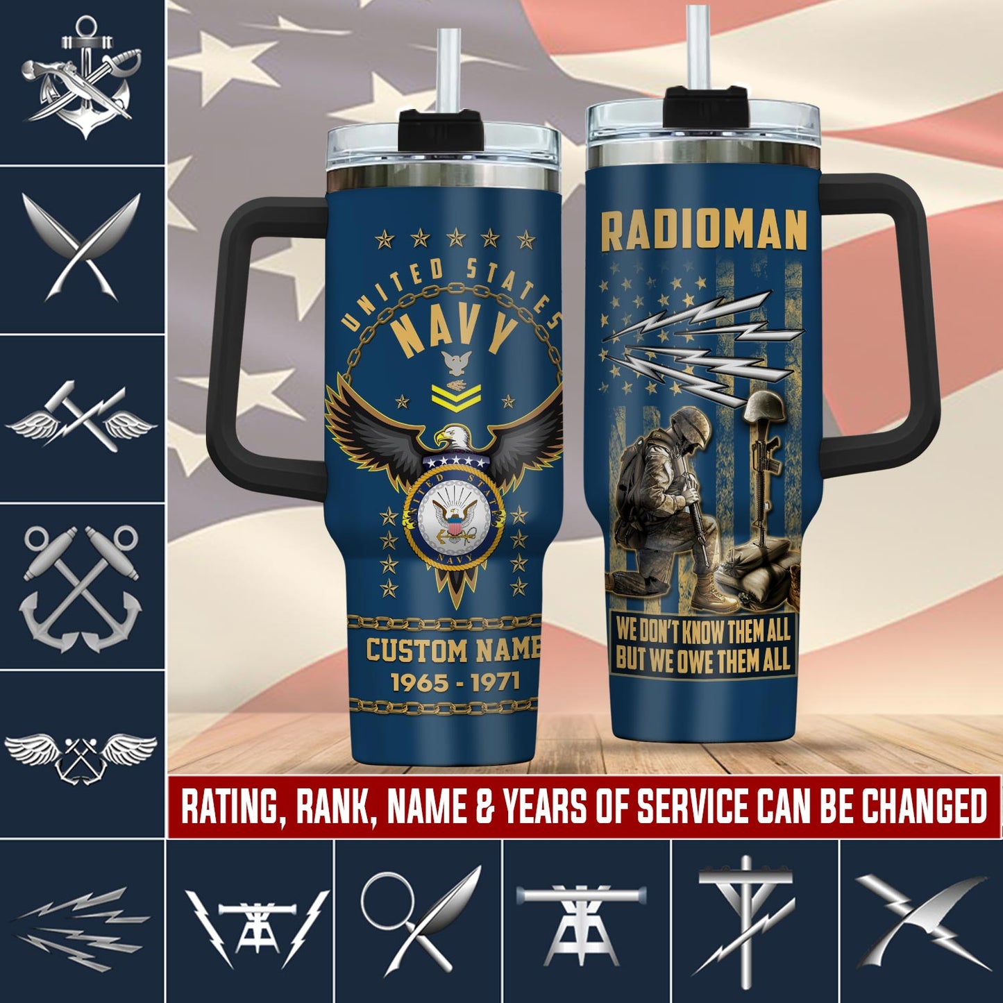 Navy Rating, E 3 White – Stainless Steel Tumbler 40oz