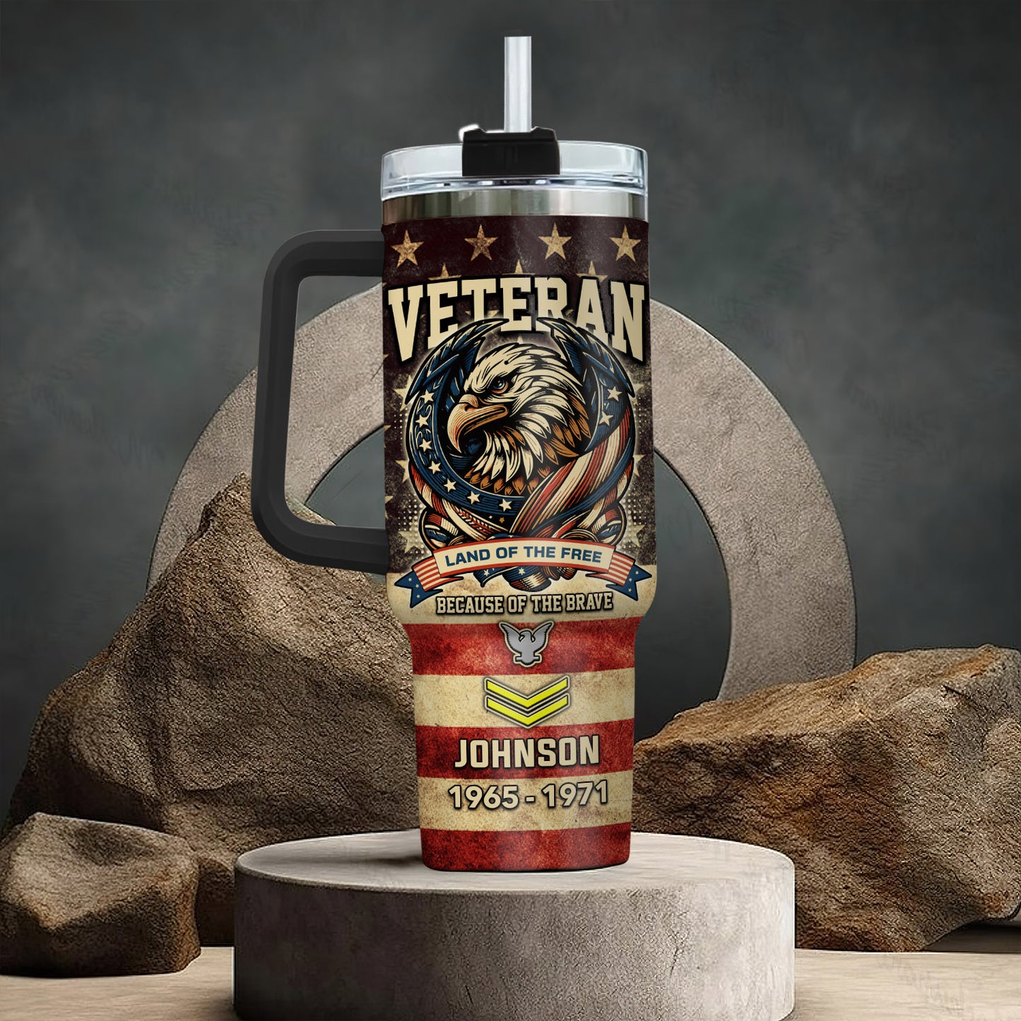 US Navy, Land Of The Free, Because Of The Brave – Stainless Steel Tumbler 40oz