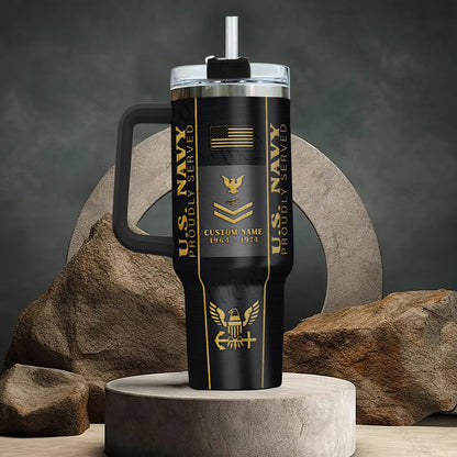 US Navy, E 4 Gold – Stainless Steel Tumbler 40oz