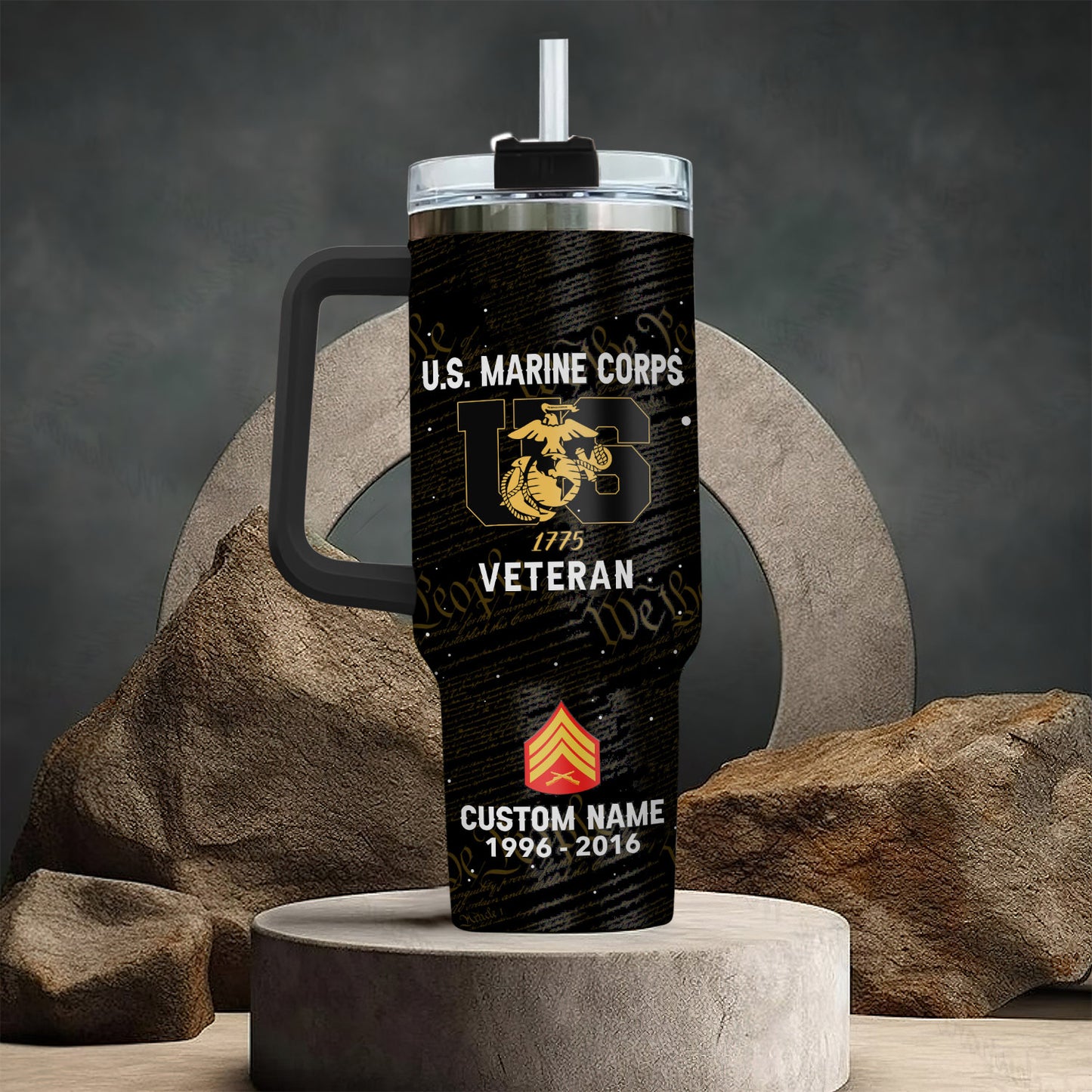 US Marine Corps, E 7 Marines Gunnery Sergeant – Stainless Steel Tumbler 40oz