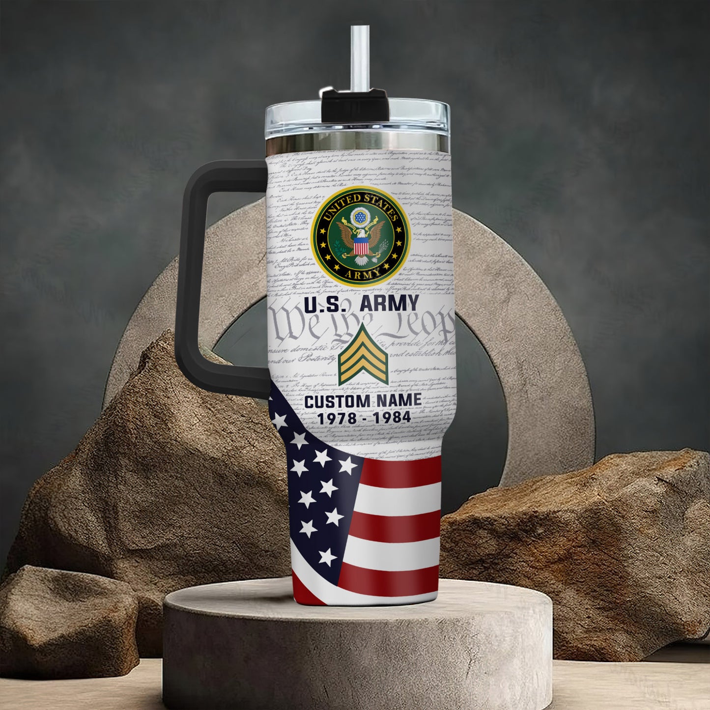 US Army, Land Of The Free, Because Of The Brave – Stainless Steel Tumbler 40oz
