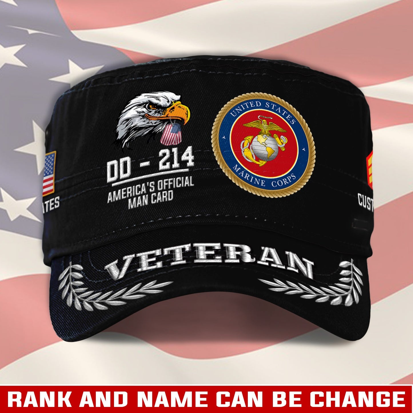US Marine Corps – Military Cap - U.S. Veteran Eagle Emblem Cap