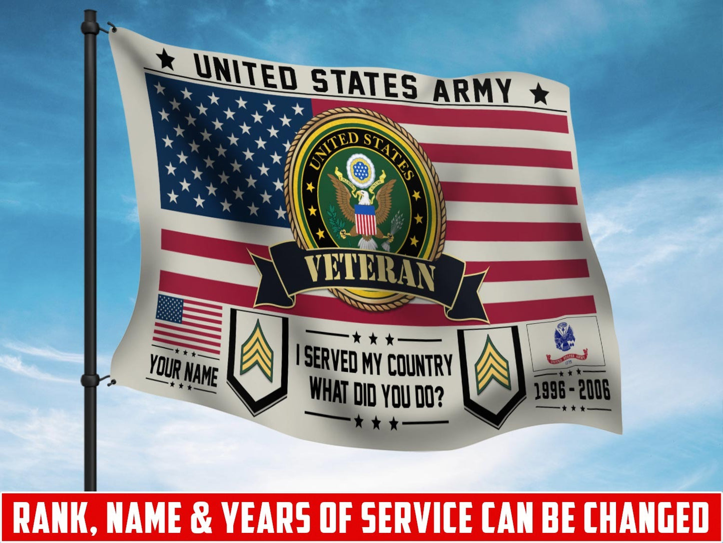 U.S. Army Flying Flag –  I SERVED MY COUNTRY WHAT DID YOU DO?