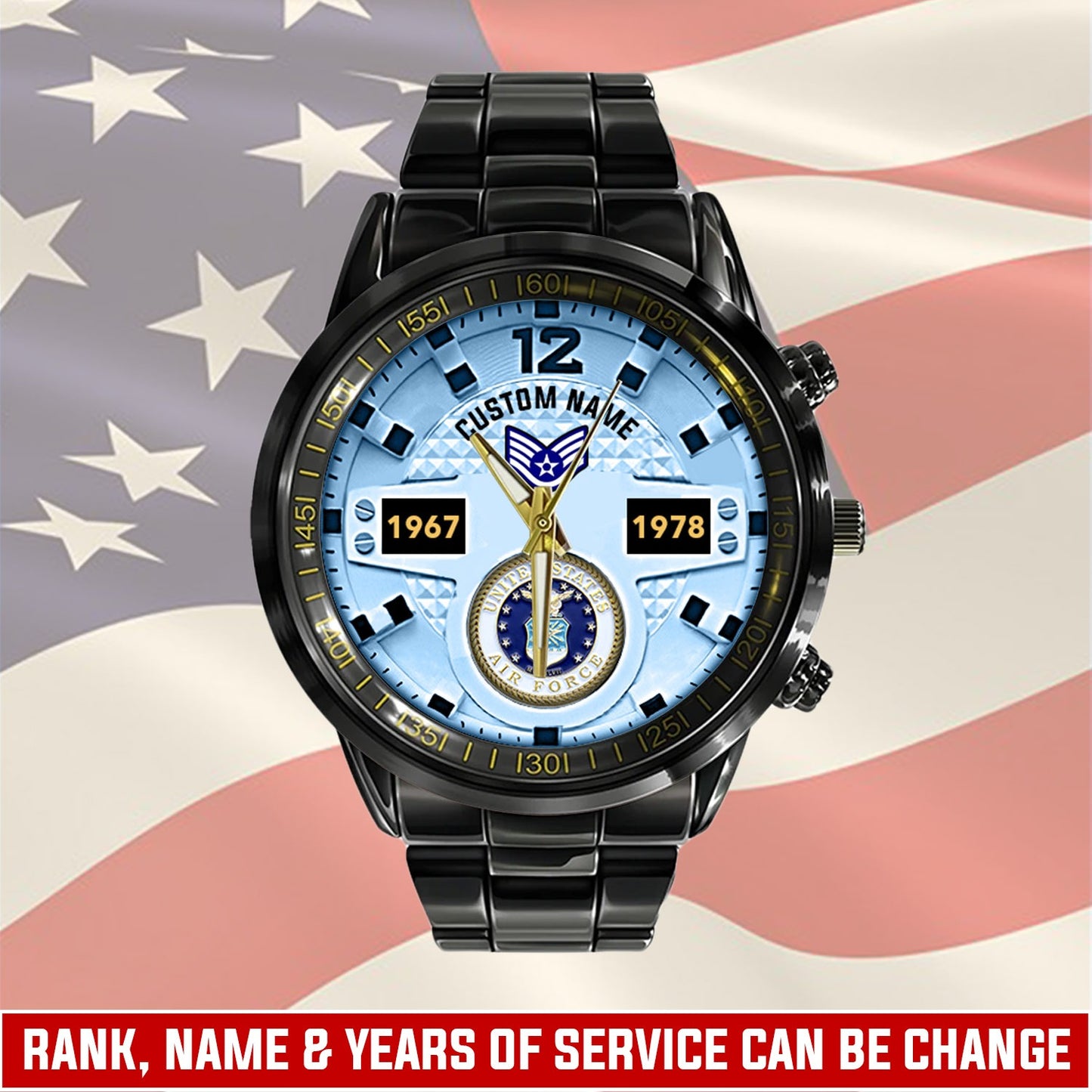 US Air Force – Diamond-Cut Bezel Watch – Eagle Honor Timepiece