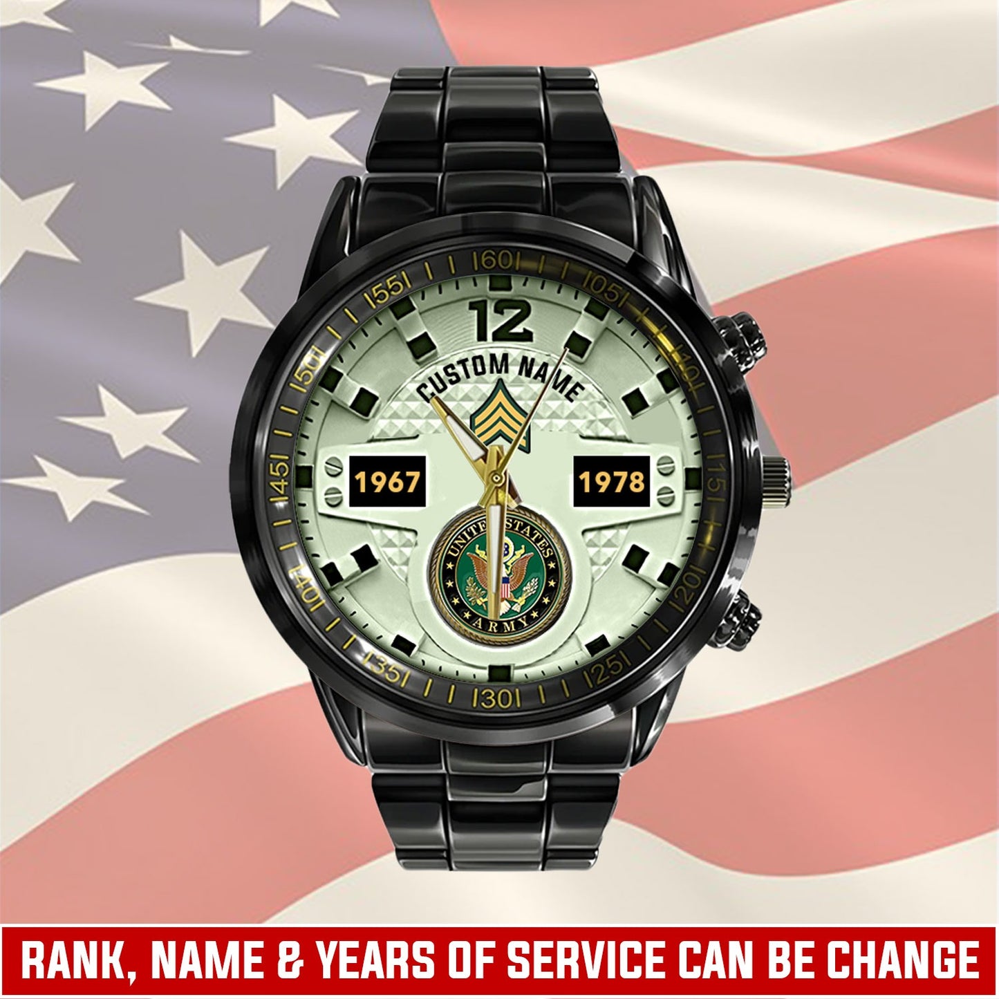 US Army – Diamond-Cut Bezel Watch – Eagle Honor Timepiece