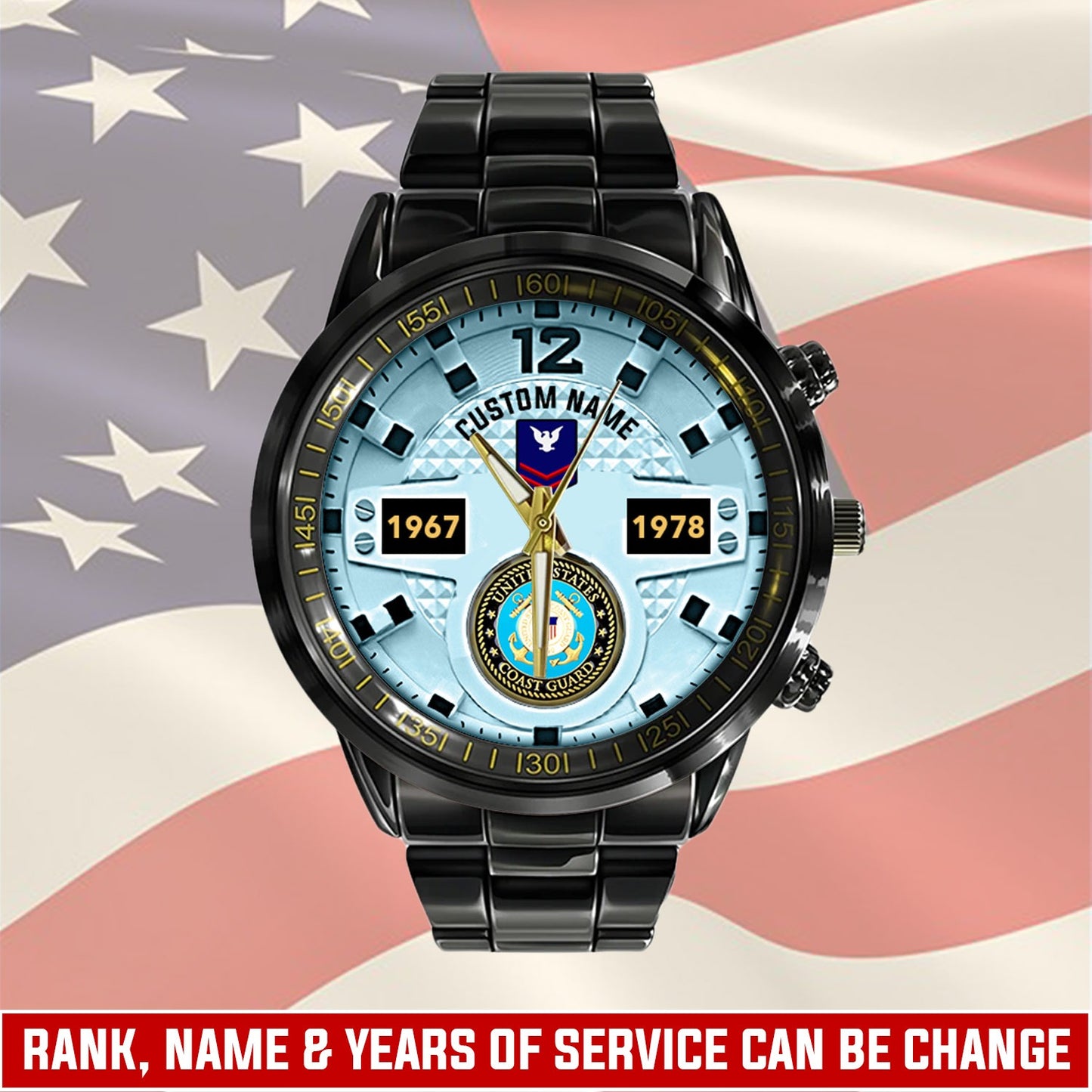 US Coast Guard – Diamond-Cut Bezel Watch – Eagle Honor Timepiece