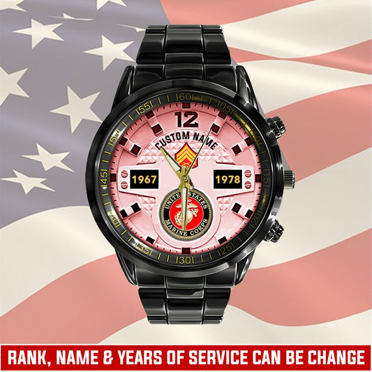 US Marine Corps – Diamond-Cut Bezel Watch –  Eagle Honor Timepiece