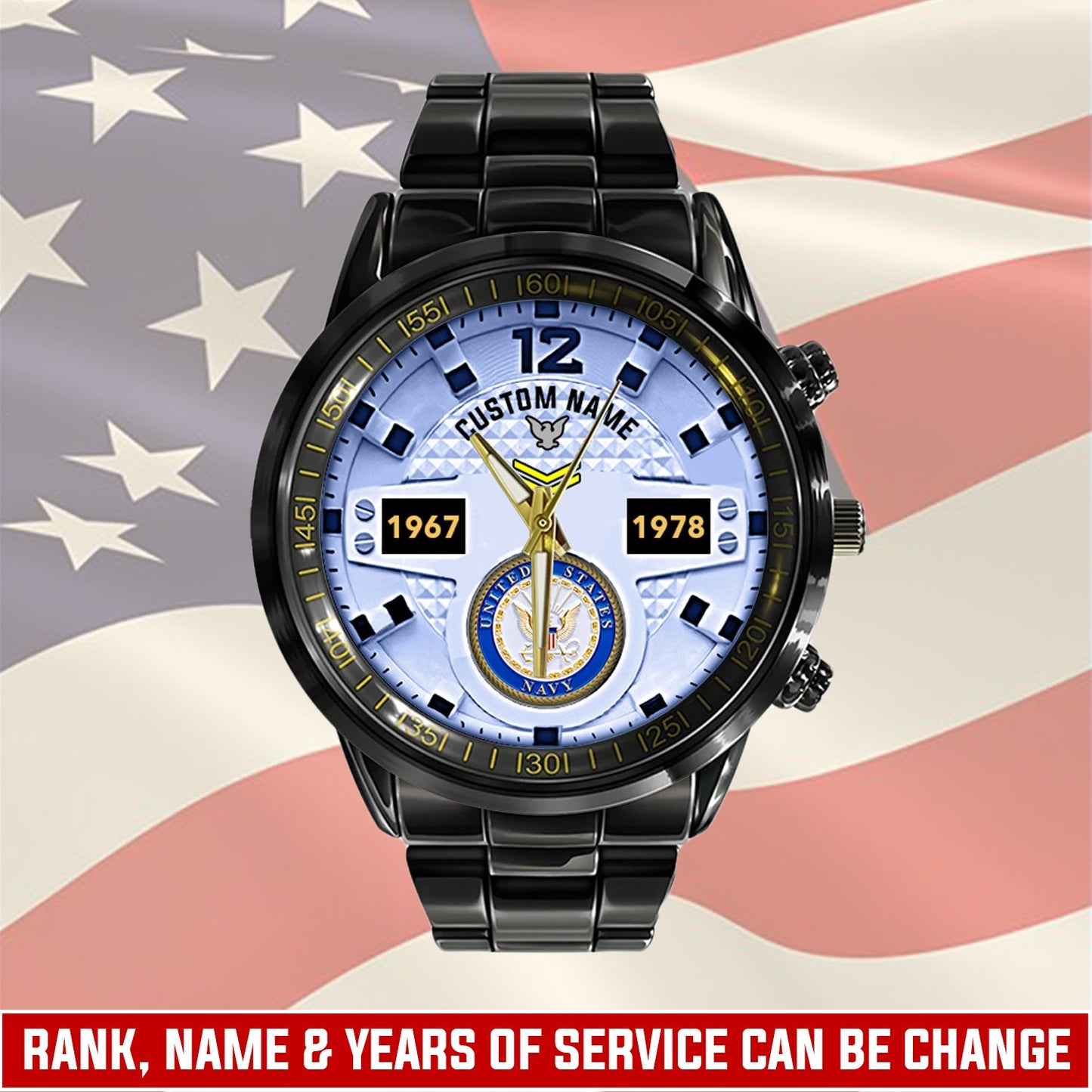 US Navy – Diamond-Cut Bezel Watch – Eagle Honor Timepiece