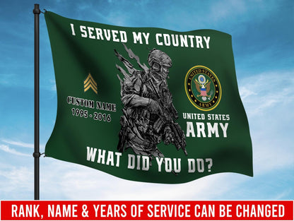 U.S. Army Flying Flag –  I SERVED MY COUNTRY