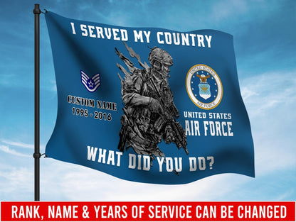 U.S. Air Force Flying Flag –  I SERVED MY COUNTRY