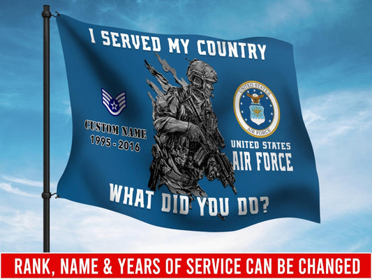 U.S. Air Force Flying Flag –  I SERVED MY COUNTRY