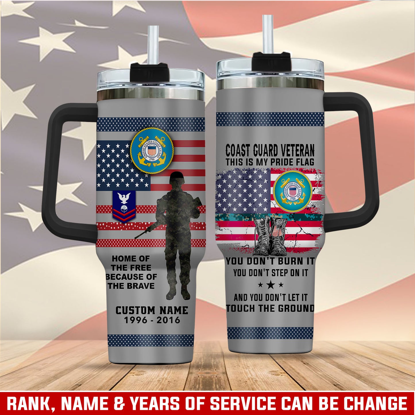 US Coast Guard – Tumbler 40oz - HOME OF THE FREE BECAUSE OF THE BRAVE