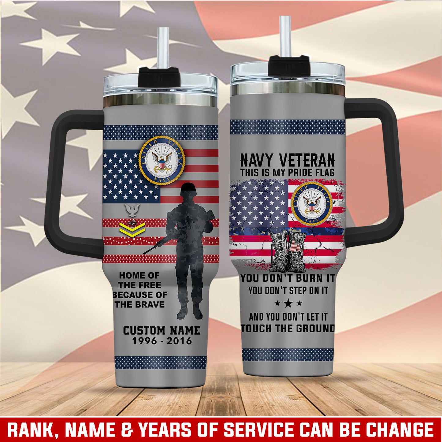 US Navy – Tumbler 40oz - HOME OF THE FREE BECAUSE OF THE BRAVE