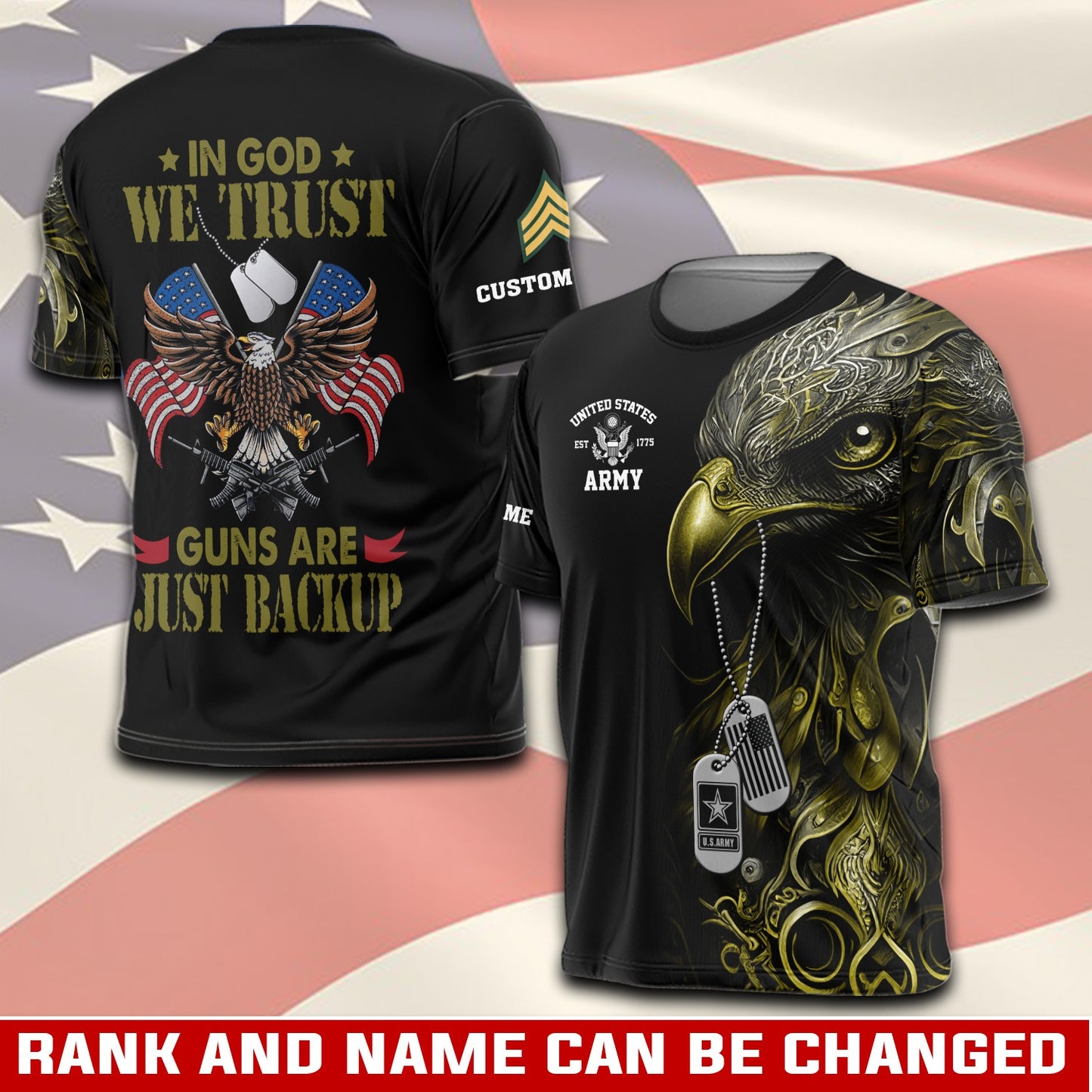 U.S Army – T-shirt – IN GOD WE TRUST-GUNS ARE JUST BACKUP