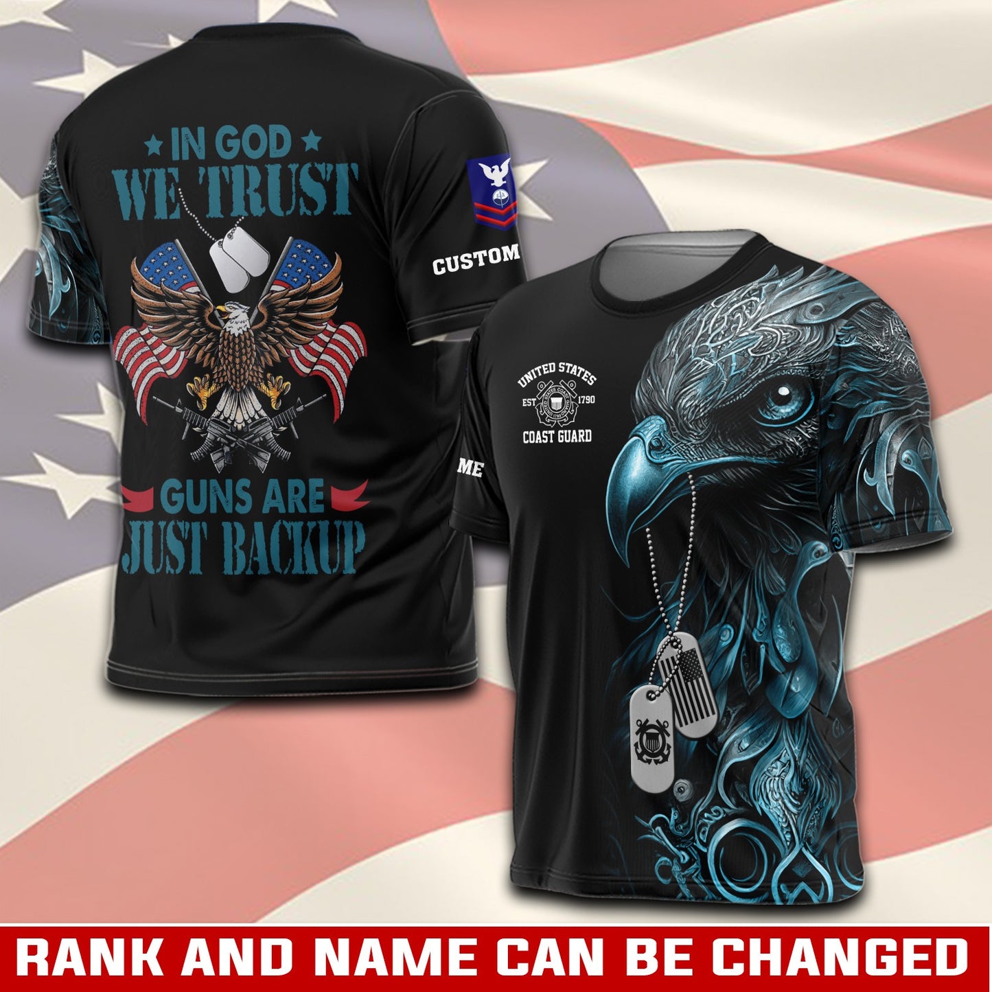 U.S Coast Guard – T-shirt – IN GOD WE TRUST-GUNS ARE JUST BACKUP