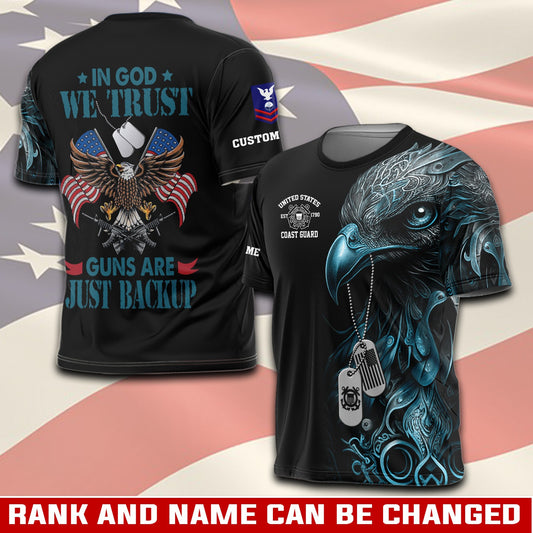 U.S Coast Guard – T-shirt – IN GOD WE TRUST-GUNS ARE JUST BACKUP