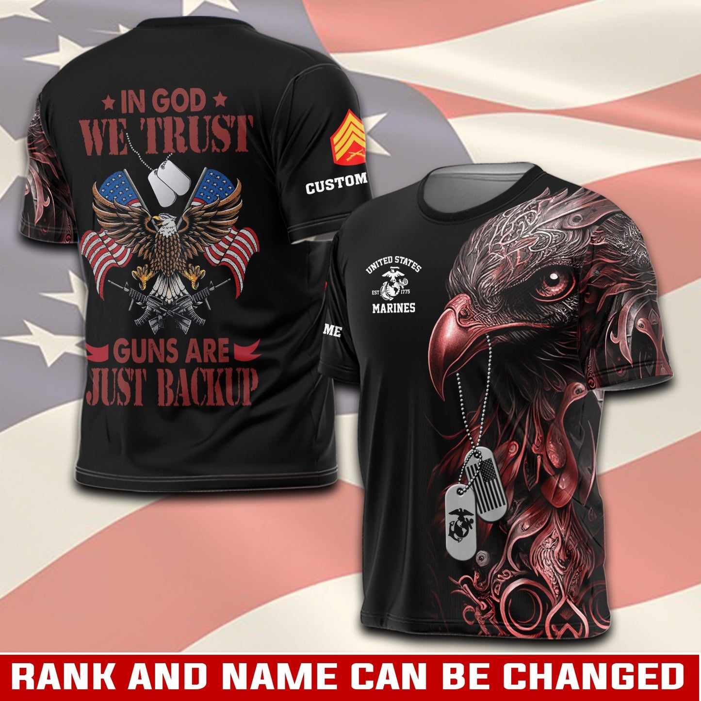 U.S Marine Corps – T-shirt – IN GOD WE TRUST-GUNS ARE JUST BACKUP