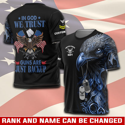 U.S Navy – T-shirt – IN GOD WE TRUST-GUNS ARE JUST BACKUP