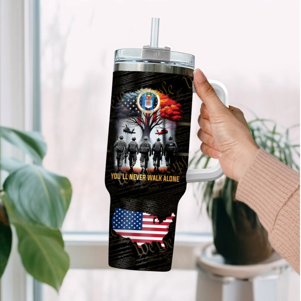 US Air Force – Tumbler 40oz - YOU'LL NEVER WALK ALONE