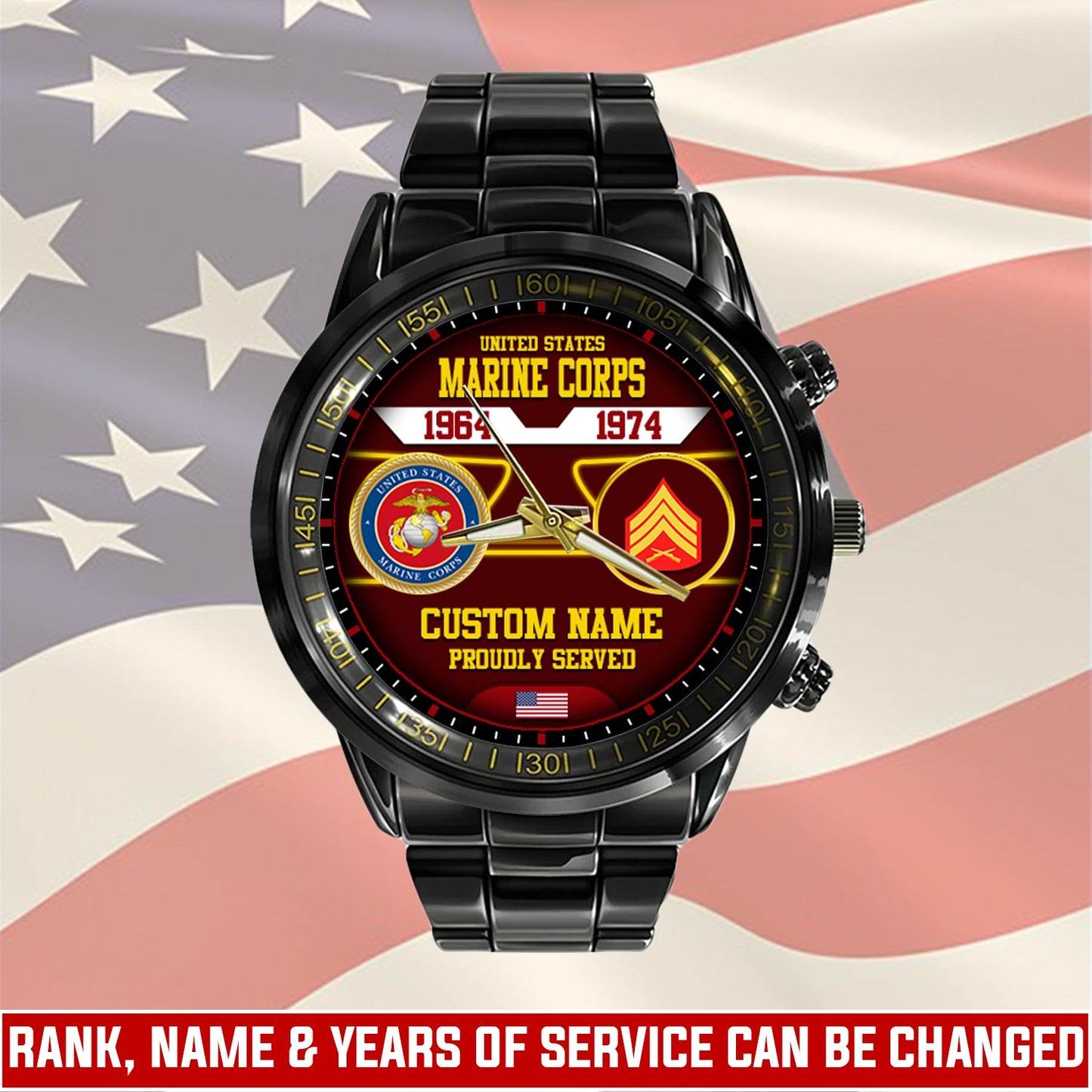 US Marine Corps – Diamond-Cut Bezel Watch –  The Service Chronicle