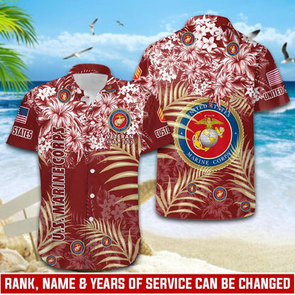 US Marine Corps – Hawaiian Shirt – Floral Hawaiian