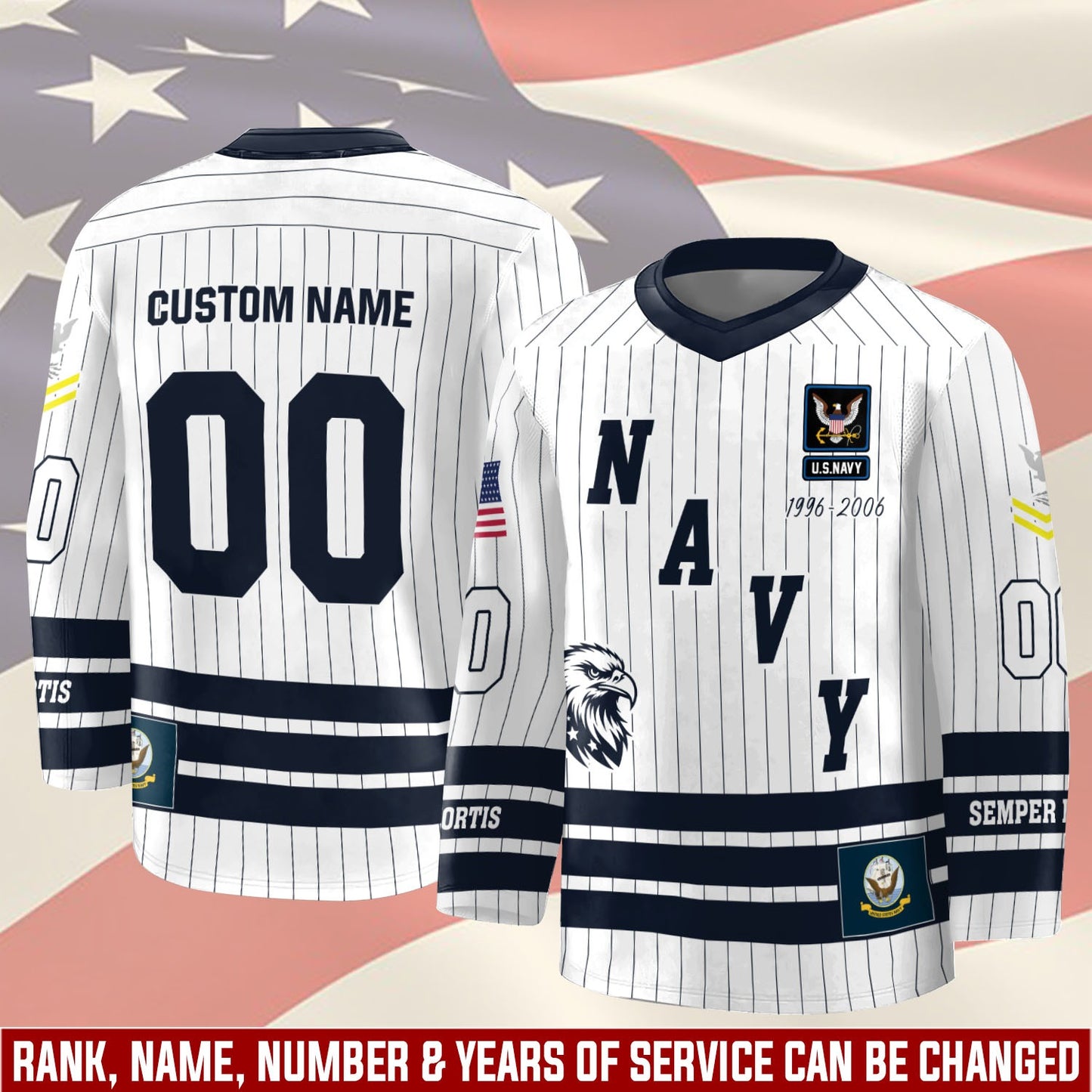 US Navy – Hockey Jersey – Veteran Pinstripe Jersey