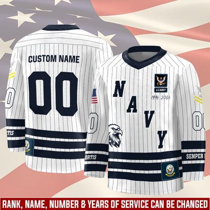 US Navy – Hockey Jersey – Veteran Pinstripe Jersey