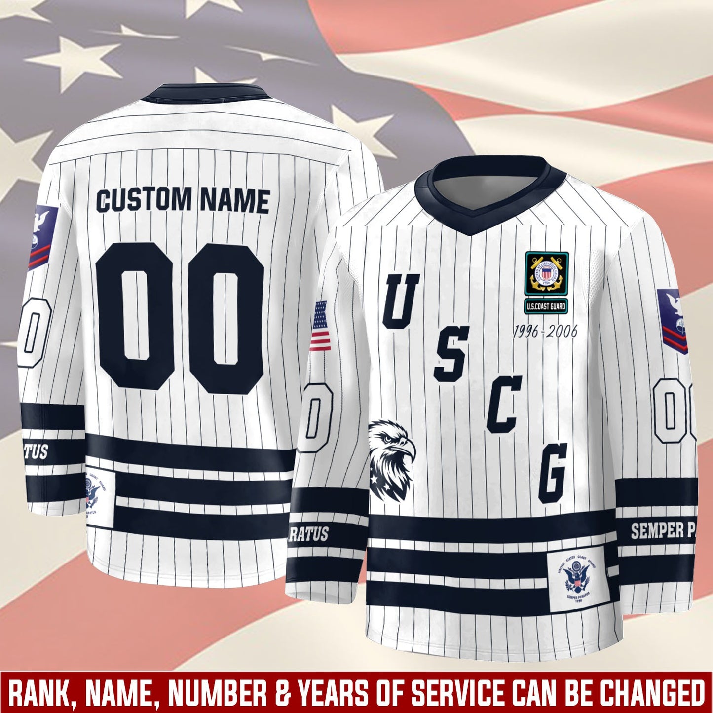 US Coast Guard – Hockey Jersey – Veteran Pinstripe Jersey
