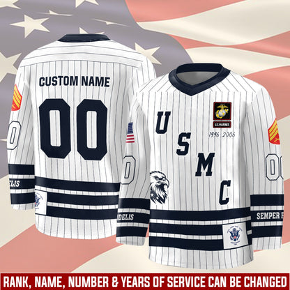 US Marine Corps – Hockey Jersey –  Veteran Pinstripe Jersey