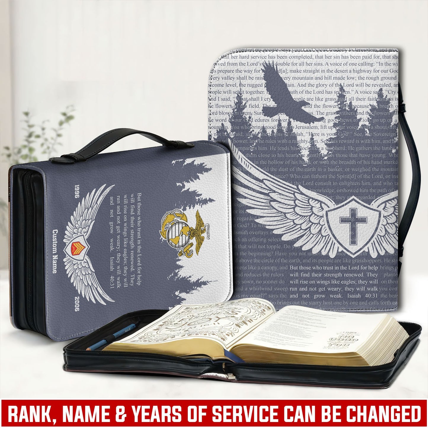 US Marine Corps – Bible Cover –  Guardian Wings Cross
