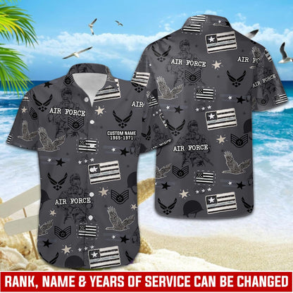 US Air Force – Hawaiian Shirt – Pride Black & Grey Patriotic Shirt