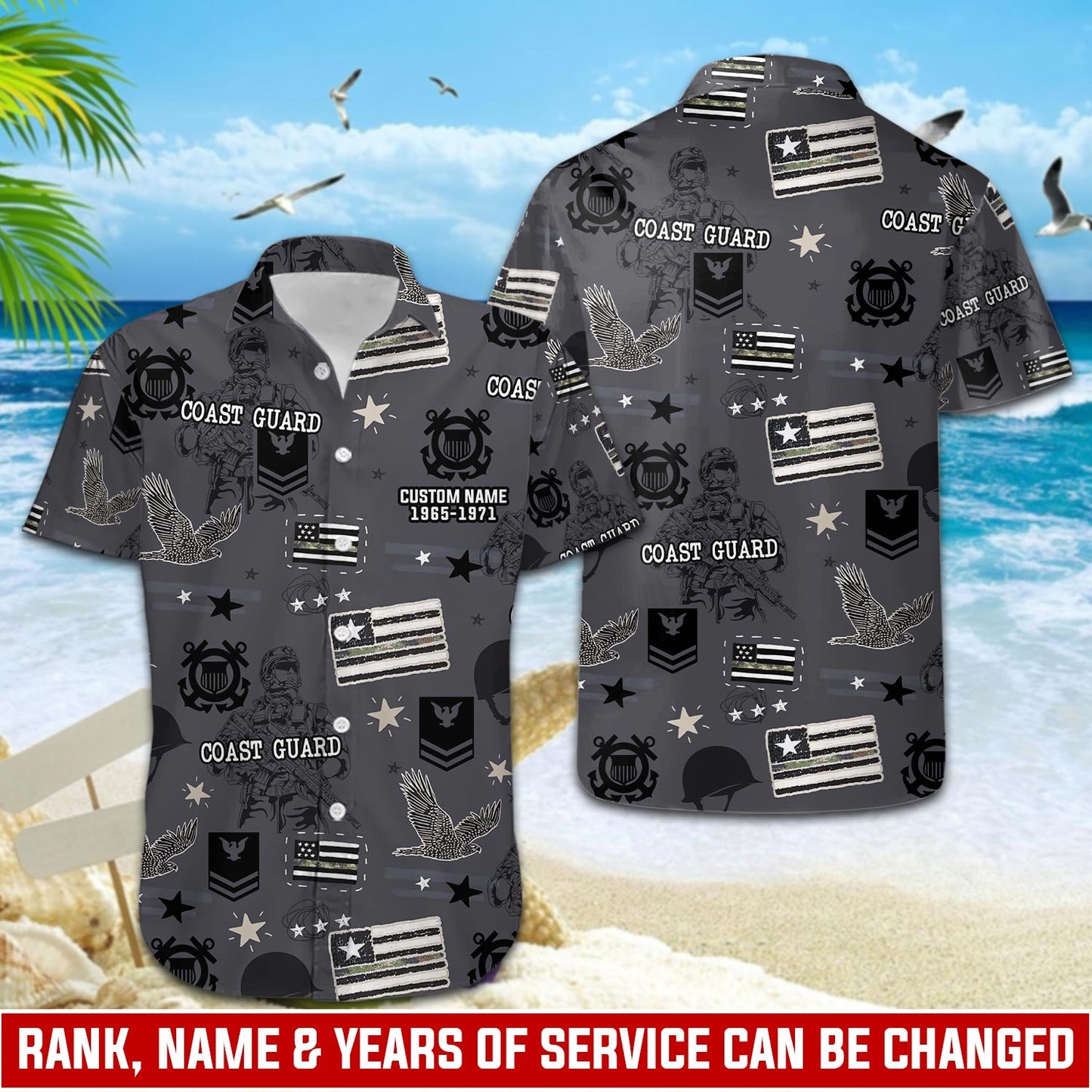 US Coast Guard – Hawaiian Shirt – Pride Black & Grey Patriotic Shirt
