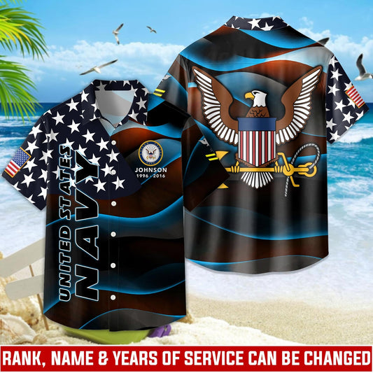 US Navy – Hawaiian Shirt –  Starfield Wave Shirt
